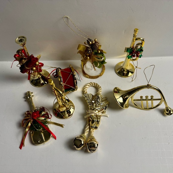 Other - 8 Pcs Gold Musical Instrument Ornaments Set